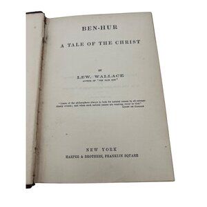 Ben-Hur A Tale Of The Christ By Lew Wallace Hardcover Antique 1880 Harper & Brot